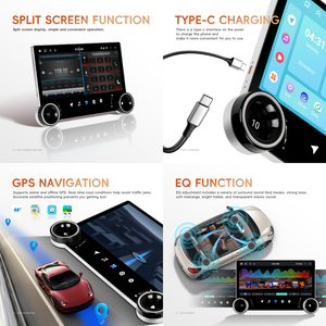 راديو سيارة Podofo Diamond 2K بنظام أندرويد وشاشة 12.5 بوصة، 2 Din، ذاكرة 4+64 جيجابايت/6+128 جيجابايت، بمقبض مزدوج، مشغل وسائط متعددة للسيارة يدعم Carplay وAndroid Auto ونظام تحديد المواقع العالمي GPS ومنفذ Type-C، تصميم حسب الطلب ODM - Product Image 3