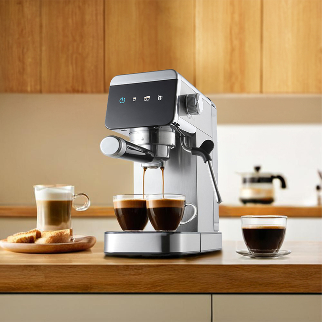 Professional Electric Semi Automatic Espresso Machine 20 Bar Stainless Steel Milk Frother Steam Wand Digital Control Compact