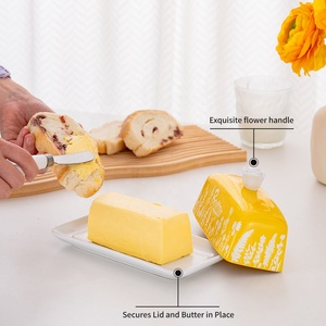 Mantequillera de Cerámica con Tapa, Diseño de Plantas, Hermética, Apta para Refrigerador, Microondas y Lavavajillas, Contenedor de Cocina - Product Image 3