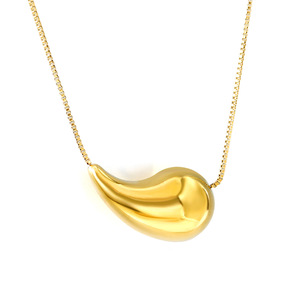 Collar con Colgante de Lágrima, Chapado en Oro, Acero, 20mm 25mm, Diseño Minimalista para Uso Diario, Cadena para Clavícula, Joyería - Product Image 1