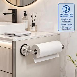 <span class=keywords><strong>Portarotolo</strong></span> per Carta Igienica in Acciaio Inox Premium con <span class=keywords><strong>Ventosa</strong></span>, Finitura Nichel Spazzolato, Montaggio a Parete - Product Image 3