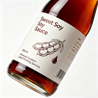 Étiquettes de bouteilles de sauce soja sucrée Haoxuan OEM, autocollants imprimés résistants à l'eau avec vernis UV sélectif en PET pour l'emballage alimentaire
