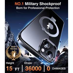 Funda para iPhone 13 14 con Anillo Magnético Transparente y Soporte, Compatible con Funda de Teléfono con Acabado de Espejo Transparente - Product Image 3