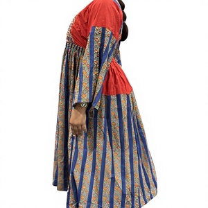 Vestido Maxi de Algodón con Estampado Floral y Rayas, Estilo Bohemio, para Mujer, Transpirable, Verano, ODM - Product Image 3
