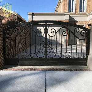 <span class=keywords><strong>Portail</strong></span> de cour motorisé automatique en <span class=keywords><strong>fer</strong></span> forgé au design moderne avec persiennes pour maison et jardin - Product Image 6