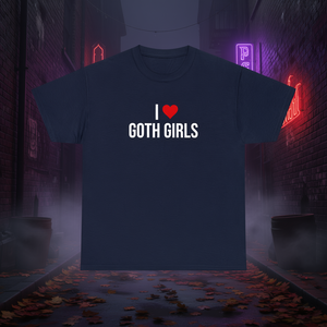 Camiseta I Love Goth Girls, color azul oscuro, unisex, talla mediana para adultos, camiseta divertida para regalo - Product Image 3