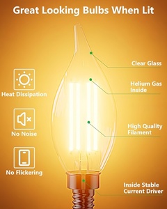 Tùy Chỉnh 120V 230V 2W 4W 6W Cri90 C32 C35 Thay Đổi Độ Sáng E12 Filament <span class=keywords><strong>LED</strong></span> Candelabra Ánh Sáng Bóng Đèn - Product Image 2
