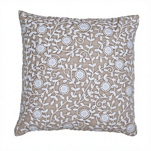 Funda de Almohada Cuadrada de Lino/Algodón al por Mayor con Bordado de Hilo, Duradera, Lavable, con Cierre de Cremallera, Personalizable, para Todas las Estaciones - Product Image 1
