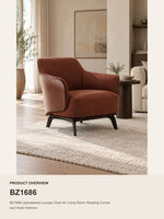Fauteuil d'appoint moderne marron, fauteuil de salon rembourré, mousse haute densité, pieds en métal pour salon, hall d'hôtel