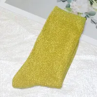 Service FBA exceptionnel, vente en gros OEM, chaussettes en lurex pailletées, chaussettes en soie dorées et argentées, paillettes fantaisie, logo personnalisé, chaussettes pailletées pour femmes