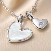 Bijoux personnalisés Mylove, romantiques, en argent sterling 925 rhodié, monogramme avec initiale, perle blanche et pendentif en forme de cœur pour femmes, cadeaux