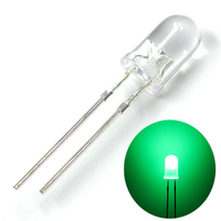 5.0x8.7mm Sudut Pandang 15 Derajat Bercahaya Tinggi 0.06W Dioda LED 7 Warna Hijau Bulat Lensa 2-Pin DIP Umur Pakai 50000 Jam 20mA