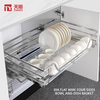 Organisateur de tiroirs d'armoires de cuisine coulissantes contemporaines avec cadre en acier inoxydable solide pour panier de rangement