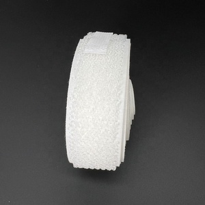 Logo formato personalizzato bianco regolabile autobloccante riutilizzabile nastro di fissaggio in nylon cavo cravatta cintura stesso gancio laterale e anello un lato - Product Image 2