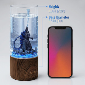 Lampe de nuit colorée Godzilla avec <span class=keywords><strong>colonne</strong></span> d'eau rotative, scène de film monstre, cadeaux et décorations, vente chaude - Product Image 3