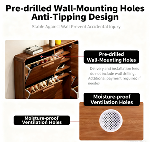 Étagères à Chaussures Fines Modernes Organisateur Réglable Grand Rangement Meuble à Chaussures Simple en Bois Ultra Mince pour Entrée - Product Image 6