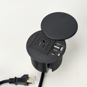 เต้ารับแบบฝังโต๊ะทรงกลม US Schuko ขนาด 80 มม. พร้อมพอร์ต USB-C PD 65W และพอร์ต USB-A 2 พอร์ต พร้อมฝาครอบกันฝุ่น สำหรับใช้ในบ้าน สำนักงาน ข้างเตียง โต๊ะทำงานแบบยืน OEM - Product Image 4