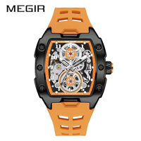 Montre mécanique automatique pour homme Megir 9602, bracelet en silicone, sport, horloge masculine, date automatique, résistante à l'eau
