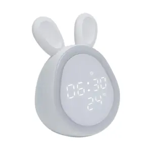 子供のための新しいギフト主導時計デジタル目覚まし時計かわいいウサギミニLED常夜灯動物テーブル目覚まし時計