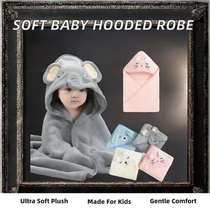 Peignoir de bain en peluche corail pour enfants, à capuche, dessin animé, spécialement conçu pour les bébés nouveau-nés, doux et confortable - Product Image 2
