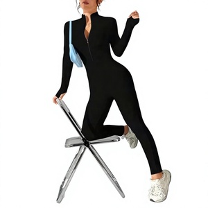 Custom LOGO <b>Women's</b> Sports Bodysuit & Jumpsuit Half Zip Yoga Fitness Athletic Apparel One Piece Sports Legging <b>Rompers</b> - Product Image 3