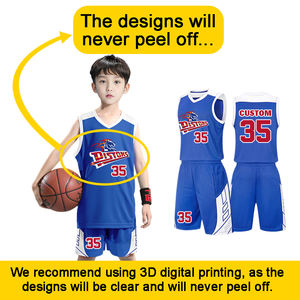 Ensemble de maillot de basket-ball personnalisé avec logo, numéros, personnalisable, respirant, en polyester, pour jeunes, enfants, taille plus, veste et pantalon - Product Image 3