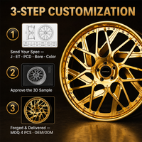 Jantes forgées 3 pièces en alliage d'aluminium 6061-T6, finition concave, 22 pouces, 5x120, pour Chevrolet, modèle Gold 5 Split Mesh, direct usine