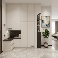Armoire autoportante mate à portes battantes avec 2 tiroirs, design mi-siècle épuré pour chambre à coucher et appartement, mobilier en gros