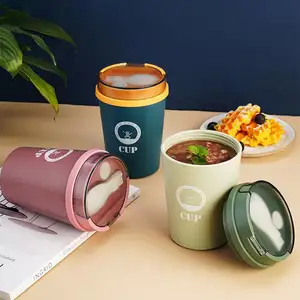 Taza de plástico de fácil transporte para sopa, taza sellada para desayuno, café de oficina