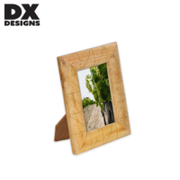 Bingkai Foto Kayu Alami DX Designs dengan Inlay Kayu, Ukuran 4x6, 5x7, 8x10 Inch, Desain Garis Geometris, Bingkai Gambar Kayu untuk Dinding & Meja, Dekorasi Rumah