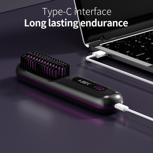 2024 LCD USB chargeant le lisseur à cheveux plat électrique chauffant en céramique avec peigne sans fil brosses à cheveux électriques portables - Product Image 2
