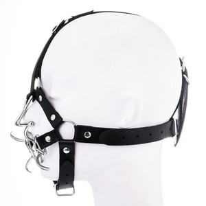 BDSM Sex Leather Head Harness Spider <strong>Ring</strong> Mouth <strong>Gag</strong> with Nose Hook <strong>O</strong> <strong>Ring</strong> Stainless Steel Mouth <strong>Gag</strong> Sex Toy for Woman - Product Image 4