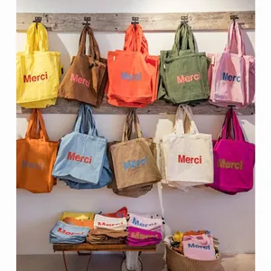 Custom Logo Gedrukt Maat Vierkante Jumbo Zip Polyester Canvas Doek Verpakking Tote Tas Met Rits Voor Schoenen Pak Sieraden Honkbal