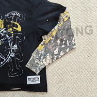 T-shirts à manches longues pour hommes personnalisé gaufré vieilli ourlet brut Boxy recadrée chemise thermique vintage sérigraphie double couche pour hommes