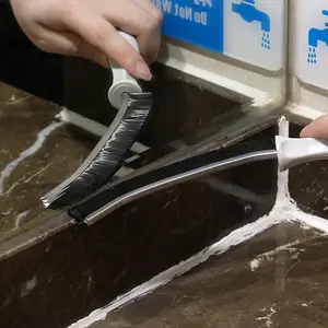 DS2834 brosse de nettoyage d'écart d'angle outil de nettoyage de coulis brosse pour cuisine salle de bain fenêtre brosse de nettoyage de crevasse à poils durs