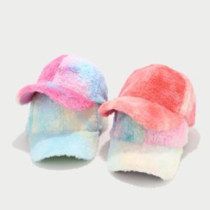 Winter New Arrival Fashion Women Trendy Hat <b>Tie</b> Dye Ombre Colour Furry Baseball Cap - Product Image 2