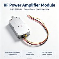 Module amplificateur de puissance RF 2485 2500 MHz 13W 25W 50W, sortie personnalisable, boîtier en alliage d'aluminium pour application de sécurité en basse altitude