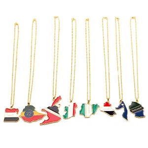 Best Selling Creative Metal Pendant Country Flag Map Necklace Of Countries Around The World