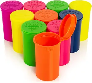عبوات بلاستيك مضادة للرائحة, 6 Dram Pop Top حاويات مضادة للرائحة محكمة الاستعمال من البلاستيك الطبي الصف وصفة طبية زجاجات حبوب أعشاب الزهور المكملات الغذائية