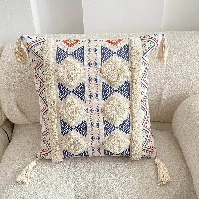 Innermor Boho trang trí nội thất moccan Cushion Cover Jacquard cotton thêu ném gối bao gồm