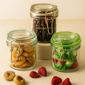 Vente en gros de <span class=keywords><strong>bocaux</strong></span> en verre carrés transparents hermétiques de différentes tailles avec couvercle à clip - Product Image 5