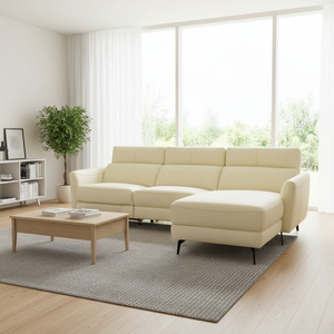 Canapé d'angle moderne en cuir véritable avec double fonction électrique inclinable, massage et refroidissement extensibles – Fabriqué en Chine - Product Image 1