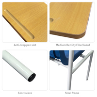 Chaise de formation ergonomique pour l'école avec tablette d'écriture, bras en bois, siège en plastique PP, structure métallique, pour salle de classe et conférence