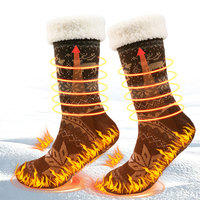 Chaussettes d'hiver chaudes et douillettes en coton pour Noël et le Nouvel An, doublure polaire chaude, tricotées, antidérapantes, épaisses, pour la maison