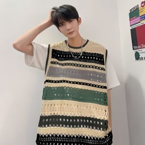 Suéter Retro Casual de Verano para Hombre y <span class=keywords><strong>Mujer</strong></span>, Chaleco a Rayas, Estilo de Pareja, Tejido de Moda - Product Image 6