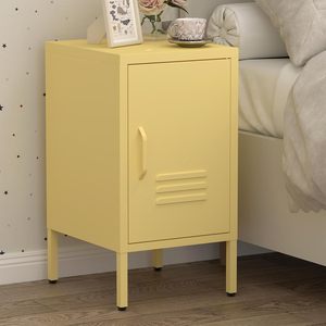UCHANCE Metal Locker Nightstand with Door and Shelf Steel <strong>Bedside</strong> Storage Cabinet Modern End <strong>Table</strong> for Home Office <strong>Yellow</strong> - Product Image 4