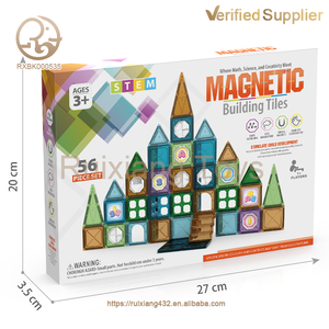 热销玩具56支儿童教育DIY磁性积木ABS塑料房屋模型<span class=keywords><strong>3</strong></span>岁以上儿童包装套装 - Product Image 6