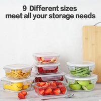 Ensemble de 24 récipients de stockage d'aliments en verre borosilicaté, boîtes à lunch pour la préparation des repas avec couvercle hermétique en PP, couvercles 12 récipients