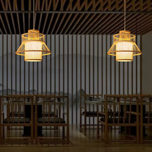 โคมไฟห้อยเพดานไม้ไผ่สานทรงกลม หลอดไฟ LED E27 หัวเดียว สำหรับตกแต่งบ้าน - Product Image 5