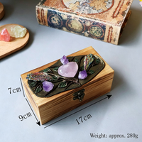 Boîte de rangement en bois décorative en cristal naturel fait main, boîte cadeau, boîte à bijoux, décoration d'intérieur